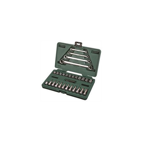 SATA E-Torx csillag- és dugókulcs készlet 1/4'' és 3/8'' kofferben 35 részes