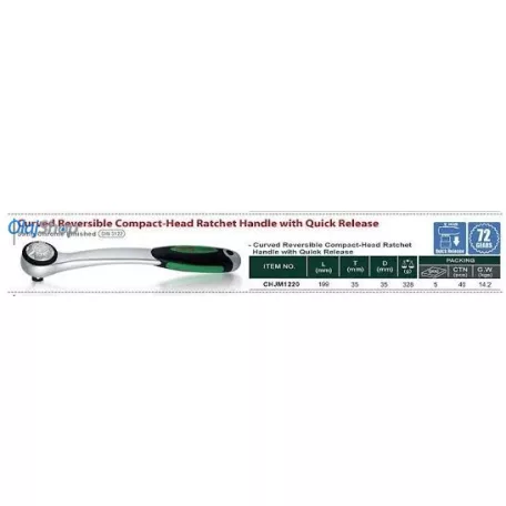 TOPTUL 72fogú, hajlított, forgatható ,racsnis szerszám 3/8" (CHJM1220 )