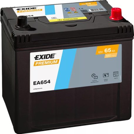 Exide Premium EA654, 65Ah 580A Jobb+Ázsia (EA654)