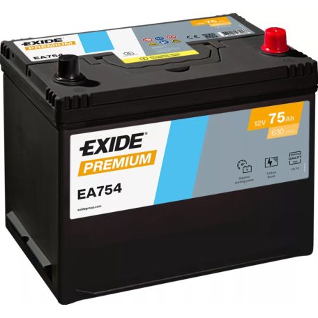 Exide Premium EA754 12V 75Ah 630A akkumulátor J+ Japán