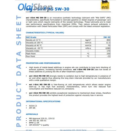 Eni (Agip) i-Sint MS 5W-30 (1 L)
