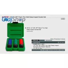   TOPTUL GDAI0302 1/2" DR. 6PT Flank Thin Wall Deep Impact Socket Set (GDAI0302 )