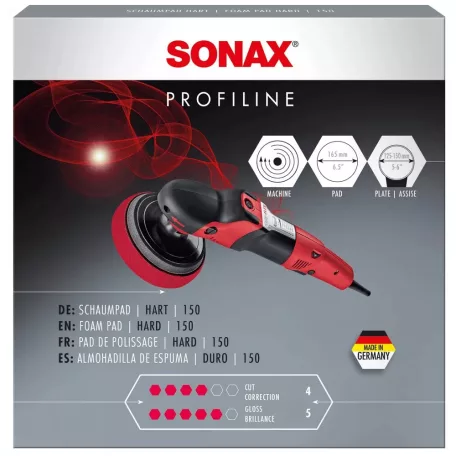 Sonax SchaumPad hart Polírozó szivacs piros kemény 150mm (rotációs)