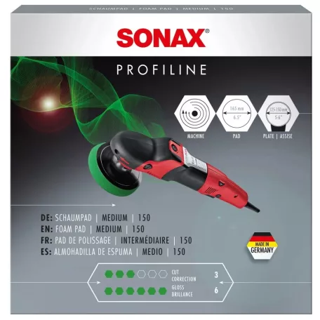 Sonax SchaumPad medium Polírozó szivacs zöld közepes keménységű 150mm (rotációs)
