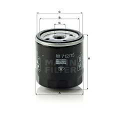 MANN FILTER W712/75 Olajszűrő, W712/75